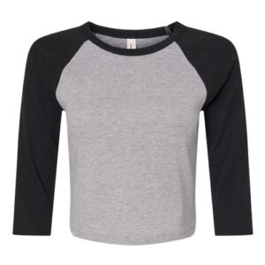 Women's Micro Rib 3/4 Raglan Sleeve Baby Tee