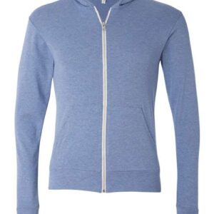 Triblend Lightweight Full-Zip Hooded Long Sleeve Tee
