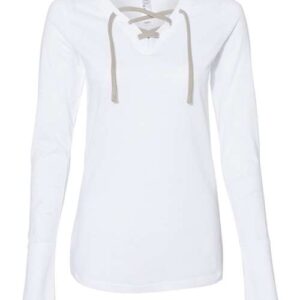 Women's Fine Jersey Lace-Up Long Sleeve T-Shirt