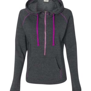 Women's Triblend Half-Zip Hooded Sweatshirtd