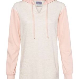 Women’s French Terry Hooded Pullover with Colorblocked Sleeves