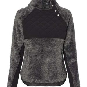 Women's Quilted Fuzzy Fleece Snap PlacketPullover